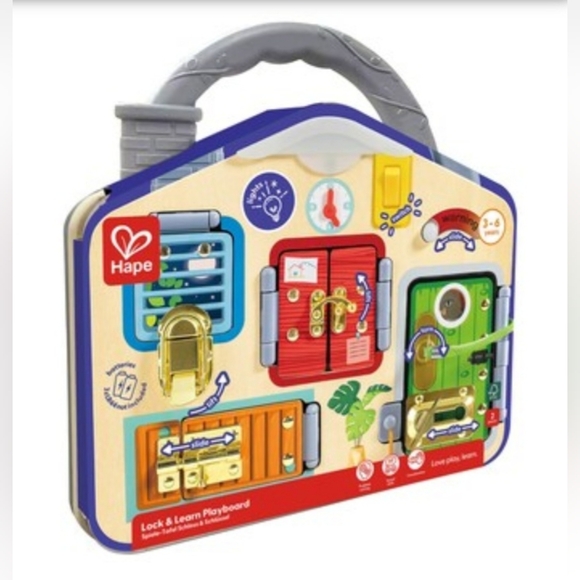 Hape Lock & Learn Playboard - Red, Green, Blue - Picture 1 of 4